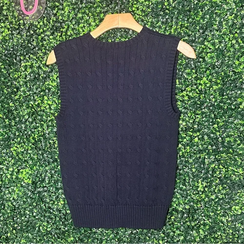 Polo Ralph Lauren Blue Cable Knit Vest Sz 10/12 M